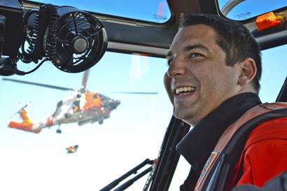 Petty Officer 2nd Class Calvin Hernandez, a boatswain’s mate and coxswain at Station Elizabeth City in North Carolina, rides aboard a 29-foot Response Boat-Small near the station, Feb. 14, 2016. Calvin and other boat crew members at the station routinely work with aviators from Air Station Elizabeth City. (U.S. Coast Guard photo by Petty Officer 2nd Class Nate Littlejohn)